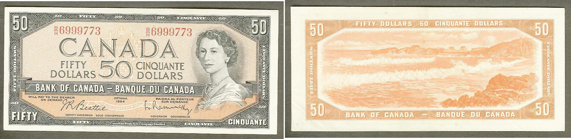 Canada $50 1954  Beattie/Rasminsky  Unc